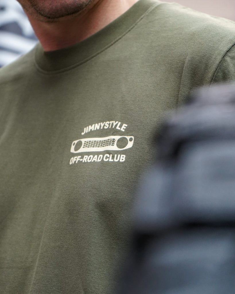 JIMNYSTYLE Off-Road Club T-Shirt - Moss Green Jimny Tshirt